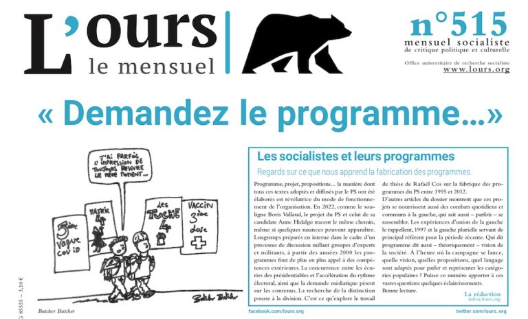 L’Ours 515, sommaire : les socialistes et leurs programmes